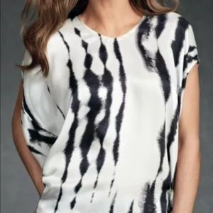 CAbi style #137, 100% silk black & white cocoon top tunic